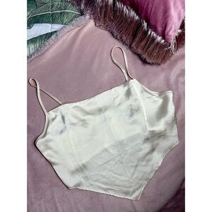 Sincerely Jules Cream Satin High Low Crop Top Blouse Size Medium